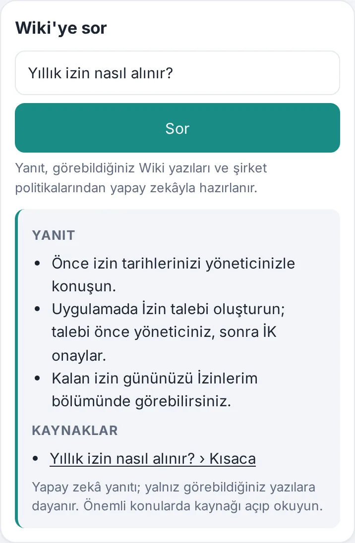 Wiki'ye sor: kaynağını gösteren yapay zekâ cevabı