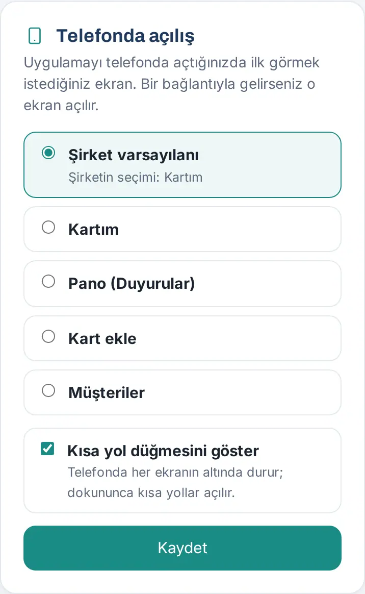 Telefonda açılış