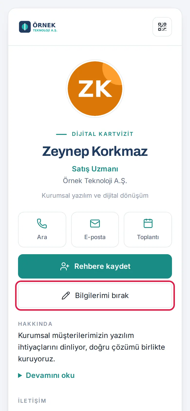 Kartta Bilgilerimi bırak düğmesi