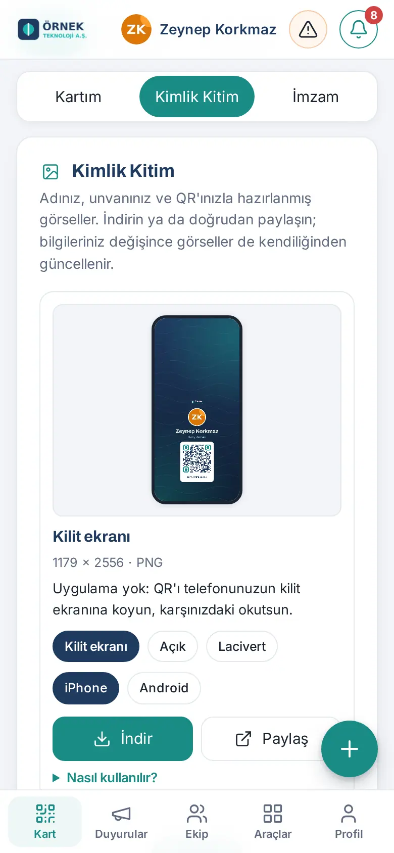 Kimlik Kitim: görsel kartları