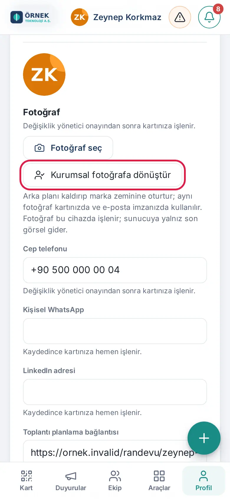 Profil fotoğrafını değiştirme