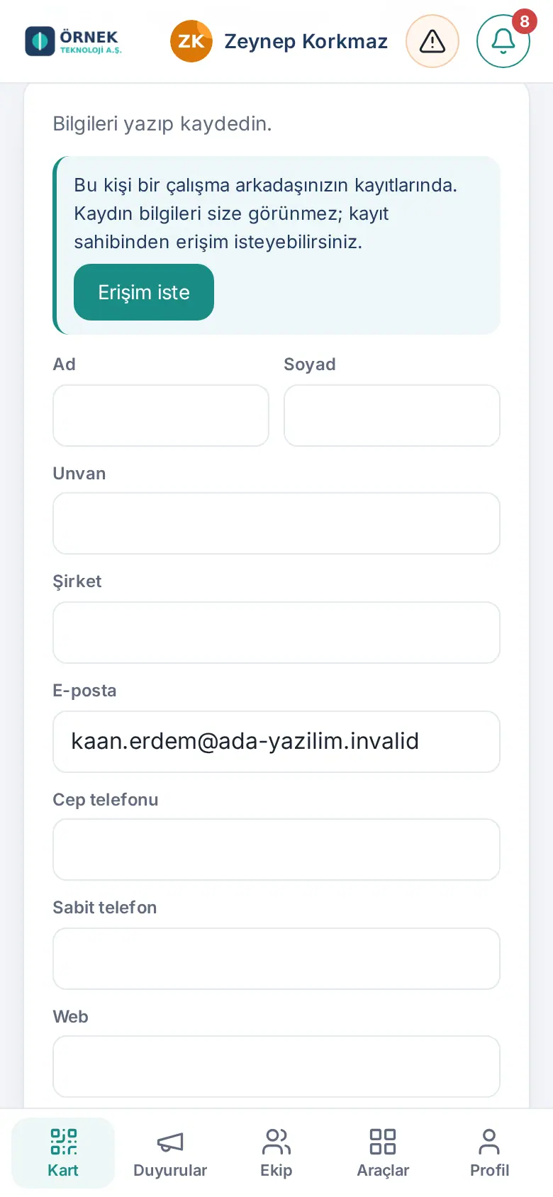 Erişim iste