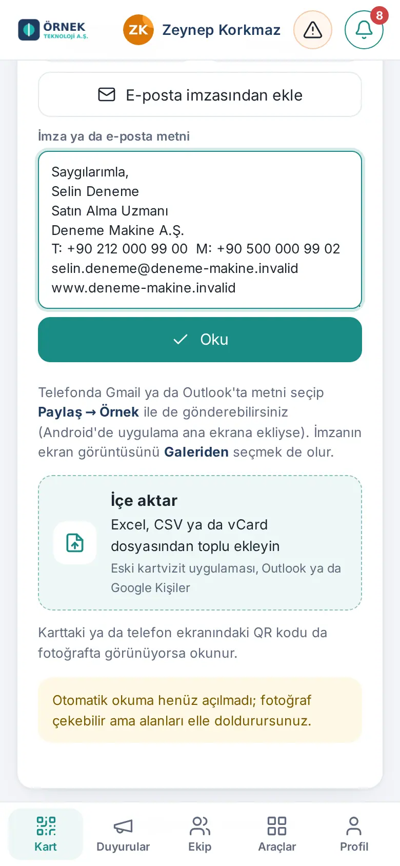 E-posta imzasından ekle