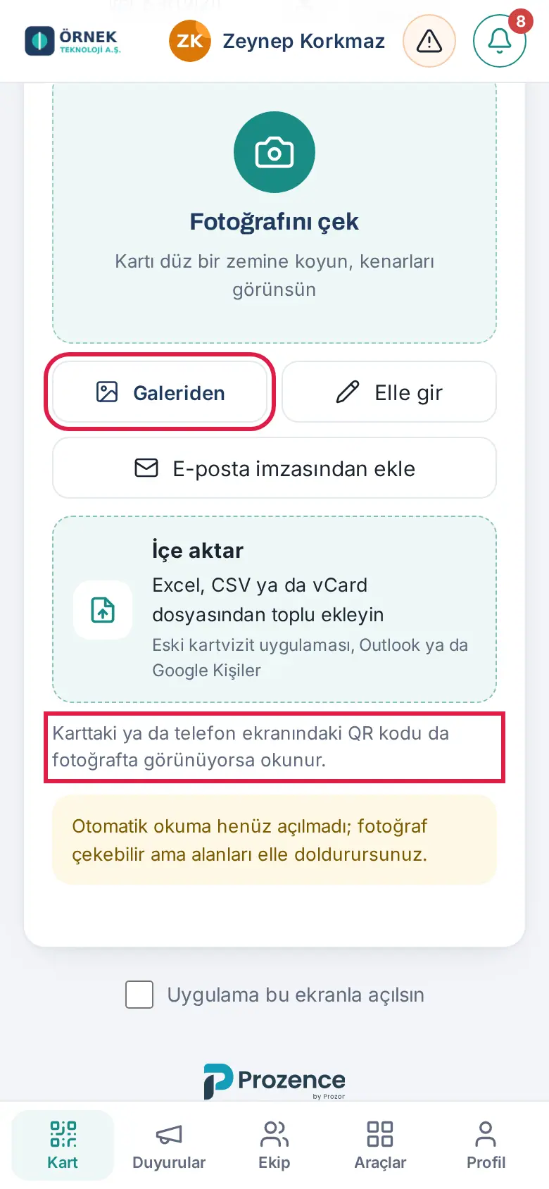 Fotoğraftaki QR da okunur