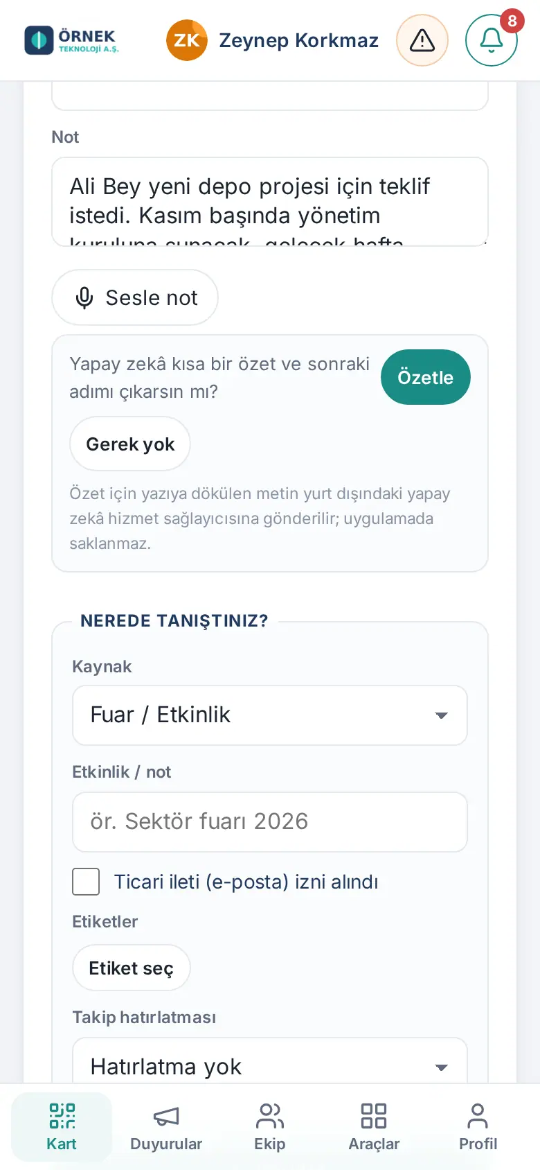 Özetle önerisi