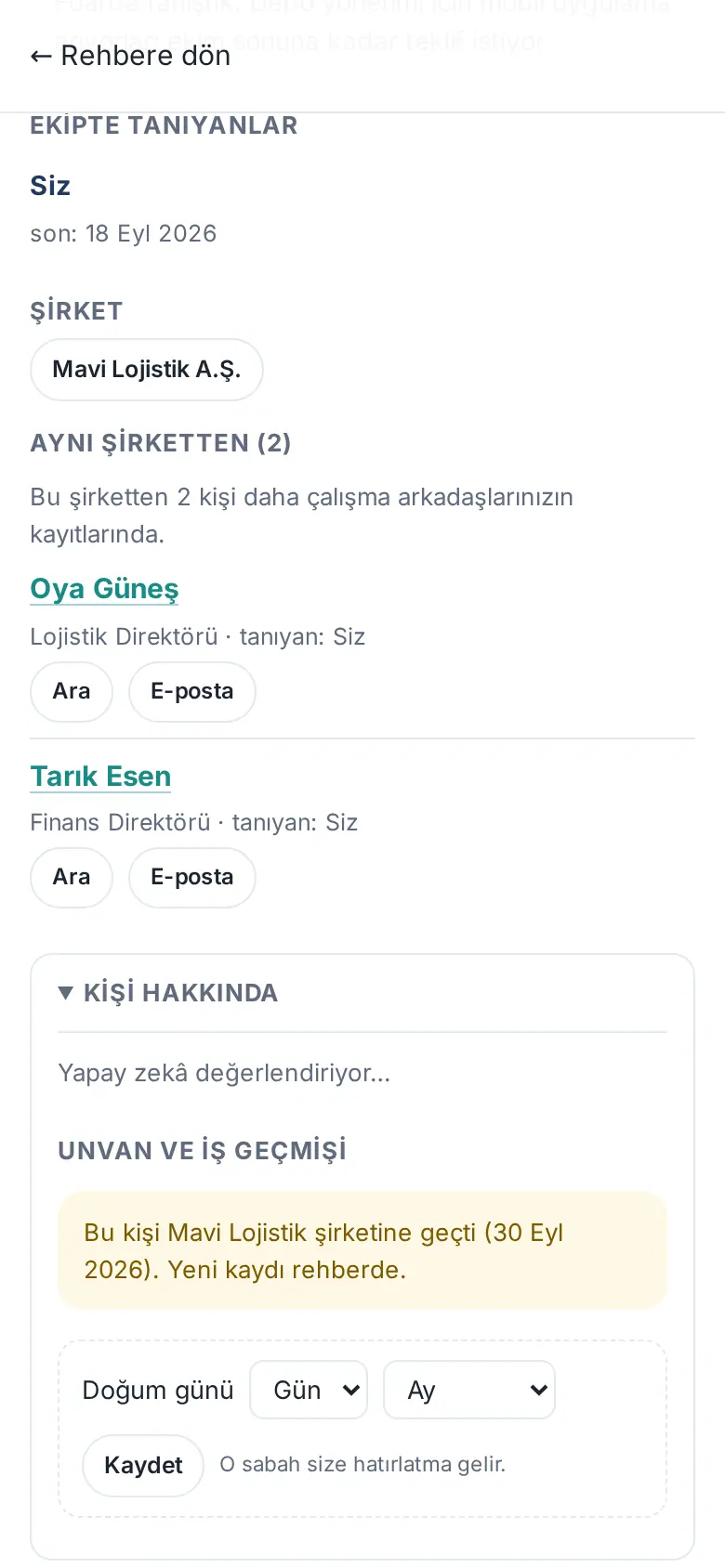Kişi hakkında: Unvan ve iş geçmişi, Doğum günü gün ve ay seçimi