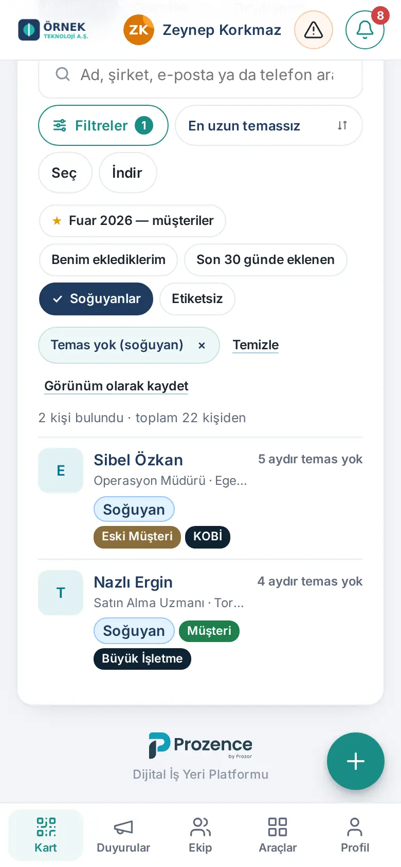 Soğuyanlar hızlı filtresi: Nazlı Ergin 4 aydır, Sibel Özkan 5 aydır temas yok