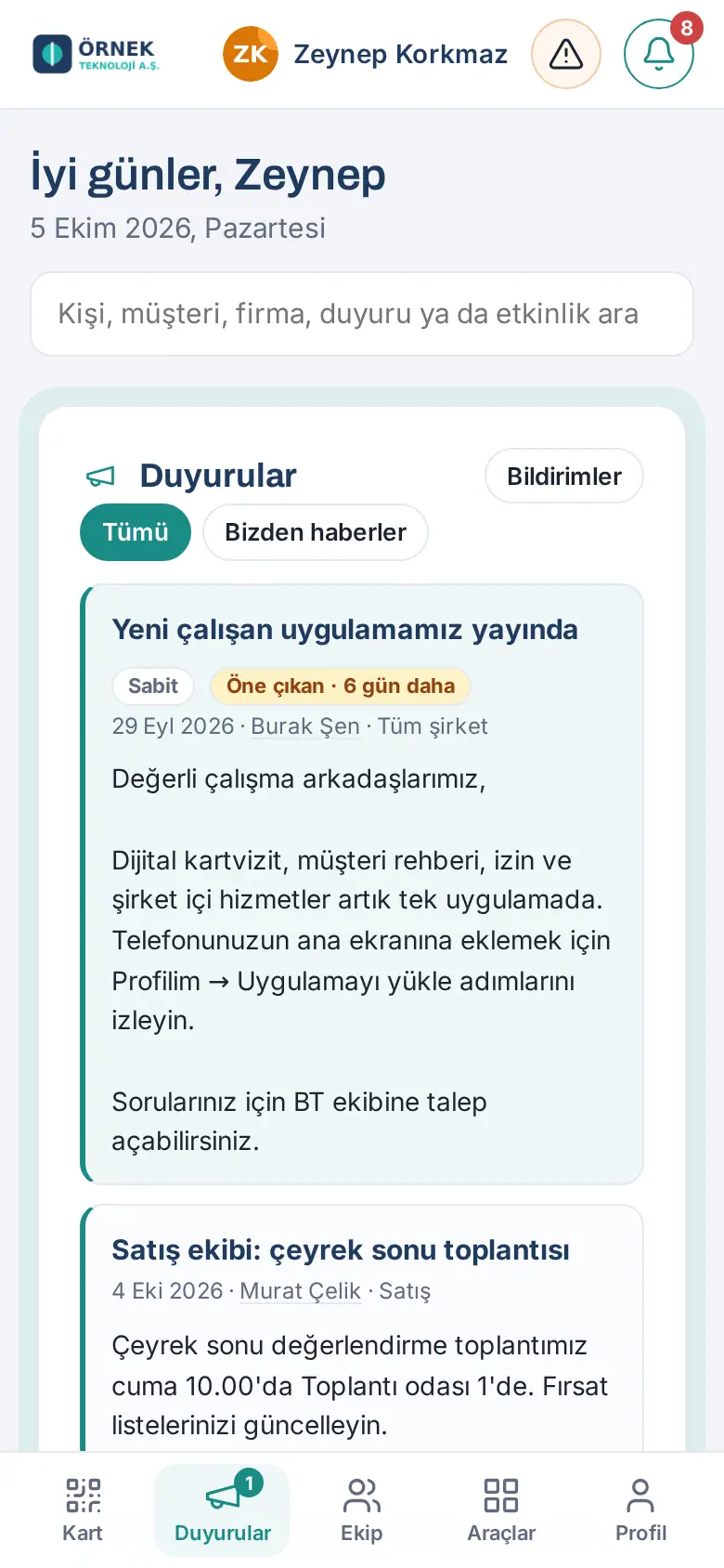 Duyurular: sabit ve öne çıkan duyuru, Bizden haberler süzgeci