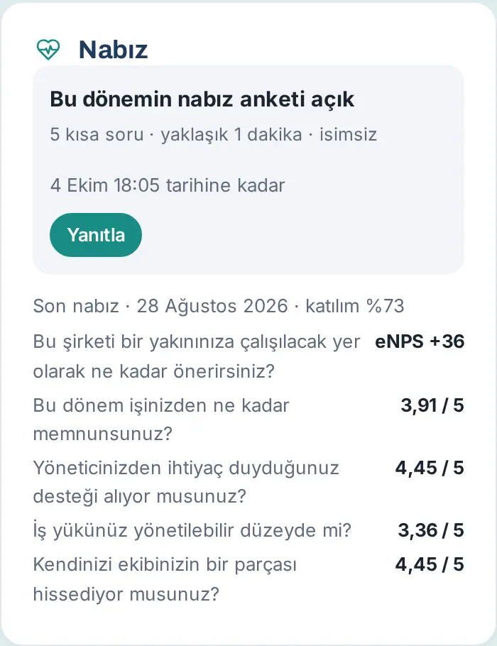 Nabız kutusu: açık tur ve son turun şirket geneli sonuçları