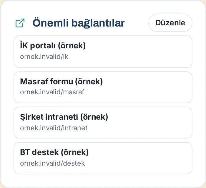 Önemli bağlantılar kutusu