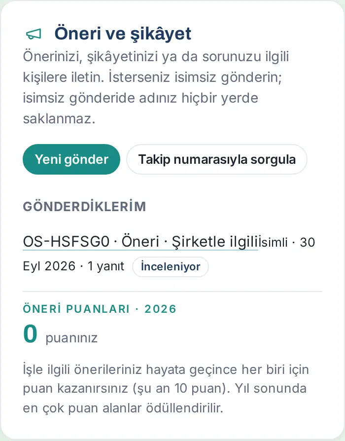 Öneri ve şikâyet kutusu