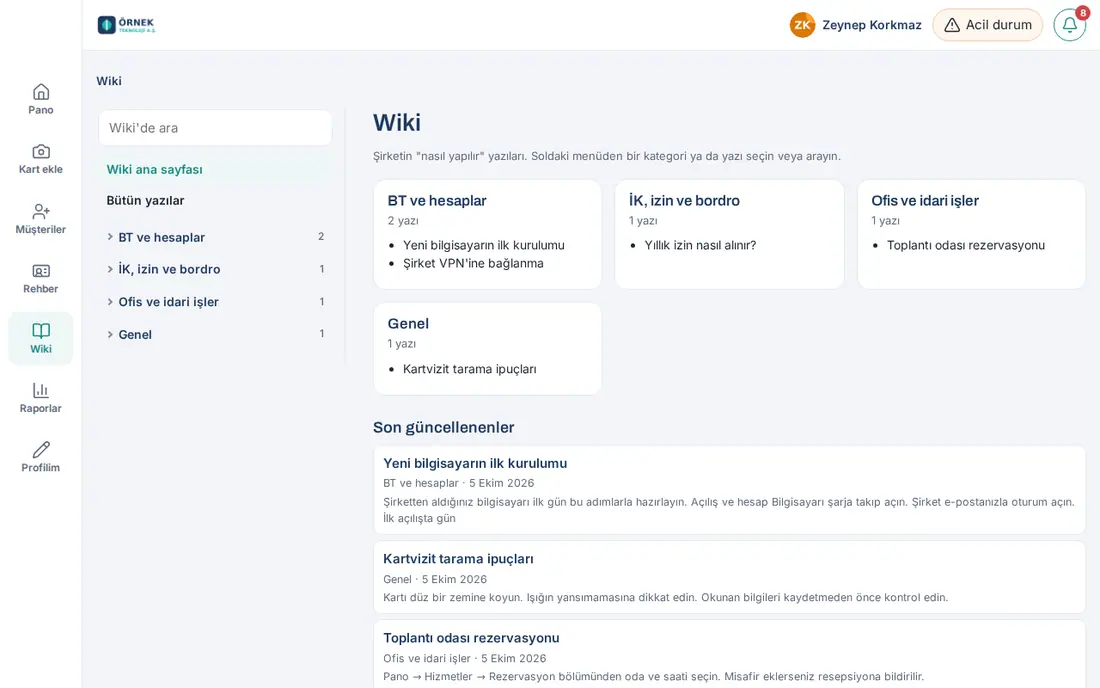 Sol menüde Wiki (bilgisayar)