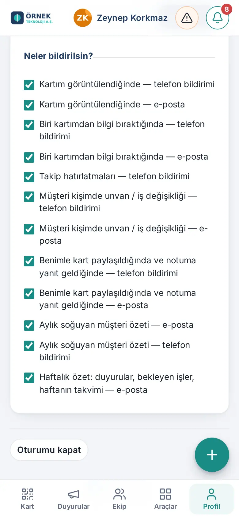 Neler bildirilsin? tercih listesi