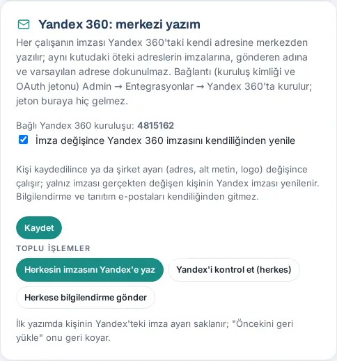 Dağıtım: Yandex 360 merkezi yazım ve toplu işlemler