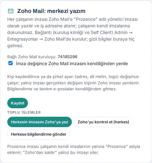 Dağıtım: Zoho Mail merkezi yazım ve toplu işlemler