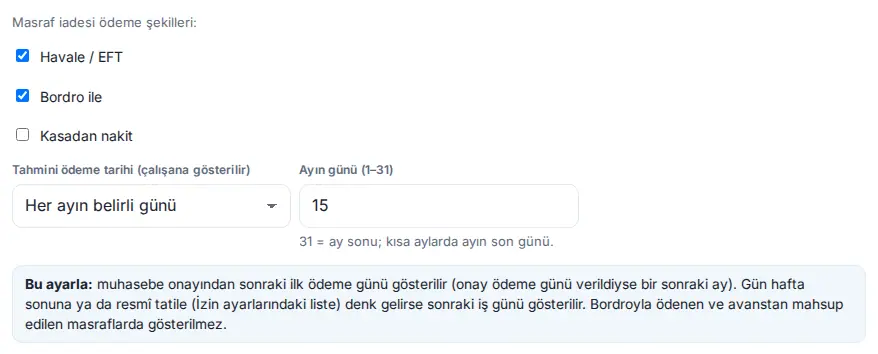 Tahmini ödeme tarihi: Her ayın belirli günü, ayın günü 15 ve önizleme metni