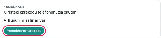 Yemekhane bölümünde Yemekhane karekodu düğmesi
