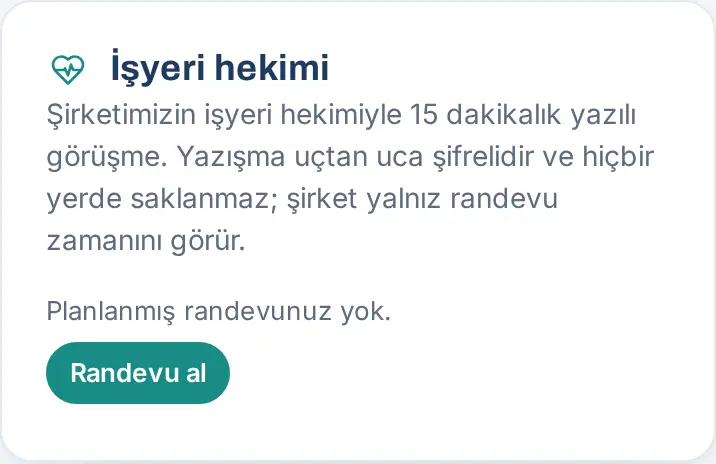 İşyeri hekimi kutusu: açıklama ve Randevu al