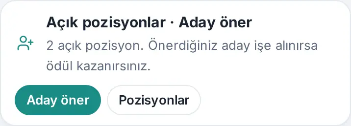 Bugün: Açık pozisyonlar · Aday öner girişi