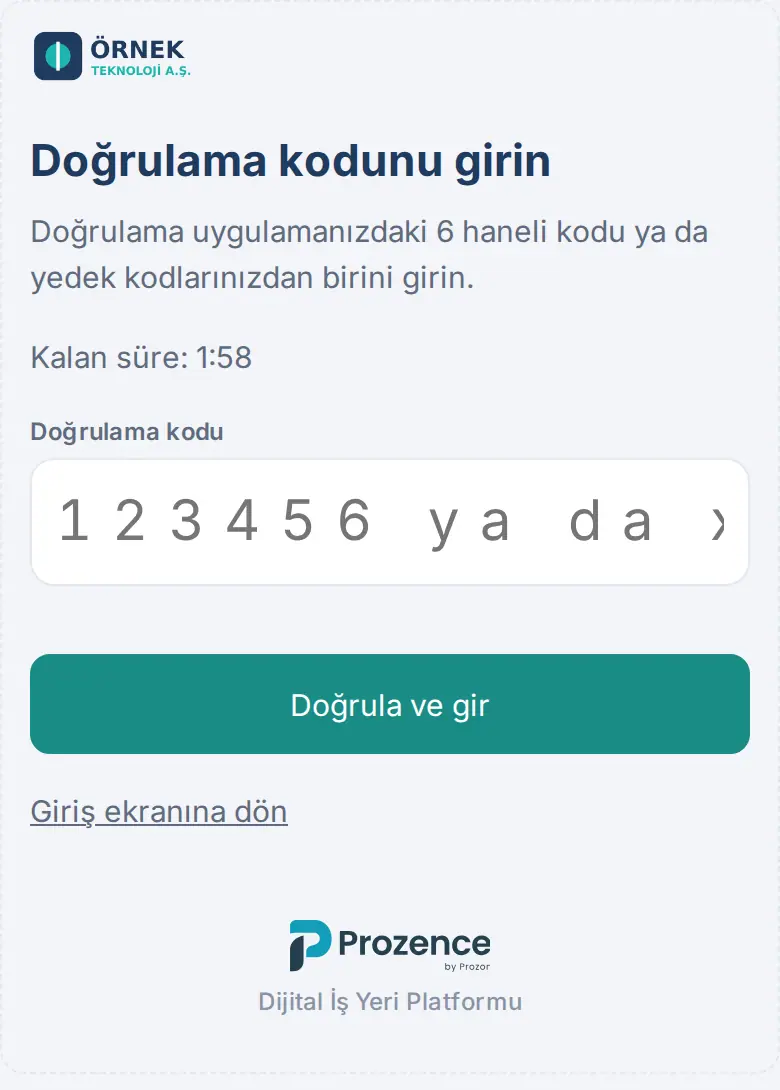 Doğrulama kodunu girin: Doğrulama kodu kutusu ve Doğrula ve gir