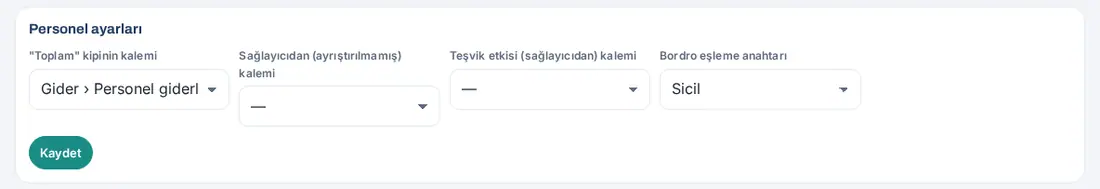 Personel ayarları