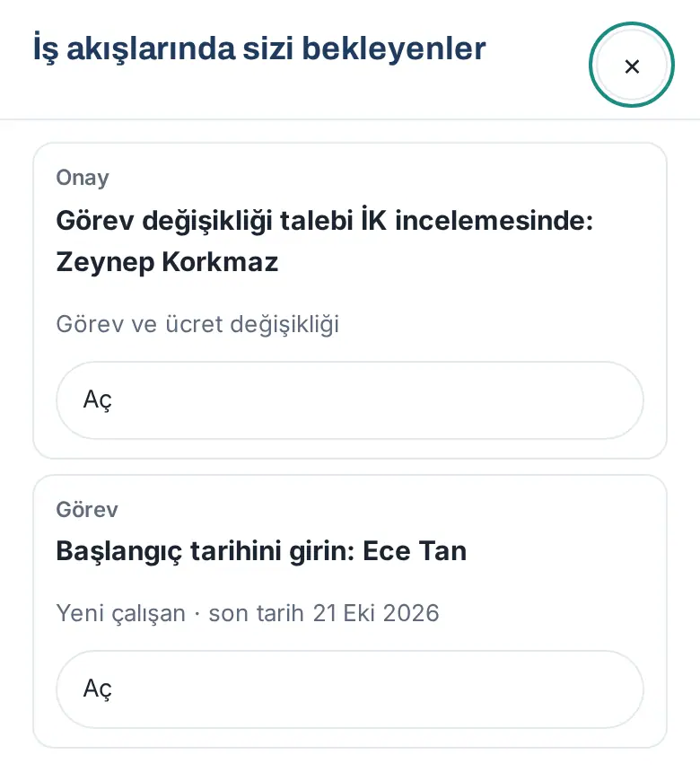 İş akışlarında sizi bekleyenler: bir onay ve bir görev